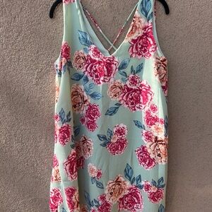 Peppermint Floral Midi Dress - Pink and Blue